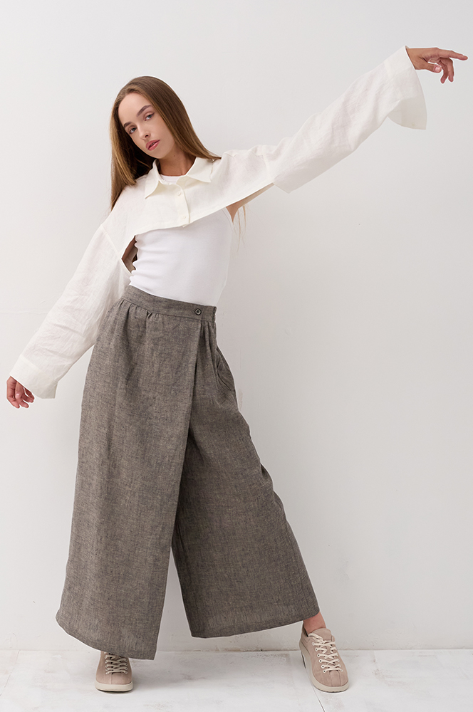 Сорочка куца льон айворі (Р 137/1)